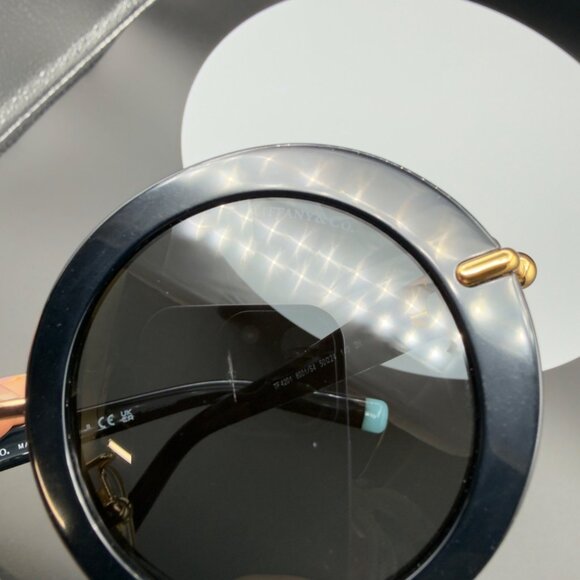 Tiffany & Co TF 4201 8001/S4 Black Round Sunglasses Grey Lens 50 24 140 SCRATCH main image 13
